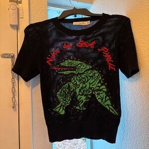 Rare Christian Dior x Niki de Saint Phalle  lack Knit Embroidered Reptilian Top